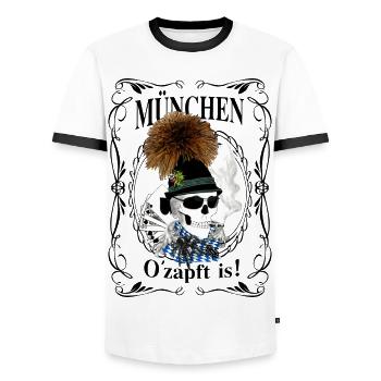 Bierzelt-Skull - Männer Kontrast-T-Shirt - Weiß/Schwarz - Vorne - AI Model Female 172 light (172cm) & AI Model Male 178 dark (178cm)