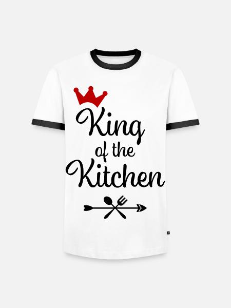 Men's Cooking Apron - Men's Ringer Shirt - white/black