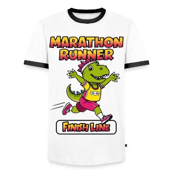 T-Rex Marathonien - T-shirt contrasté Homme - blanc/noir - Devant - AI Model Female 172 light (172cm) & AI Model Male 178 dark (178cm)