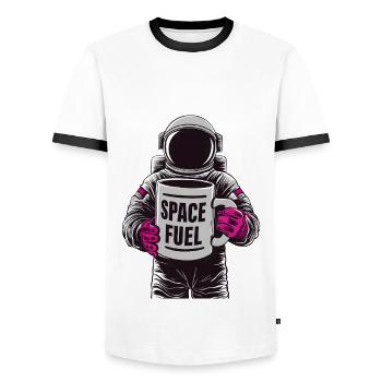 Space Fuel - Männer Kontrast-T-Shirt - Weiß/Schwarz - Vorne - AI Model Female 172 light (172cm) & AI Model Male 178 dark (178cm)