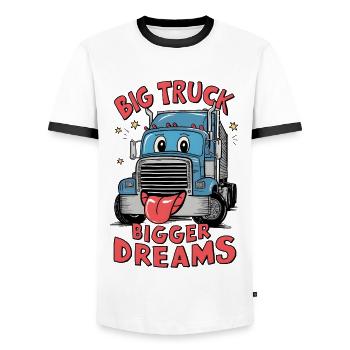 Big Truck, Bigger Dreams - Men's Ringer Shirt - white/black - Front - AI Model Female 172 light (172cm) & AI Model Male 178 dark (178cm)