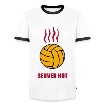 Served Hot - Männer Kontrast-T-Shirt - Weiß/Schwarz - Vorne - AI Model Female 172 light (172cm) & AI Model Male 178 dark (178cm)