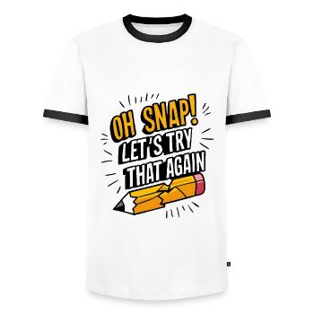 Oh Snap! Let's Try That Again - Men's Ringer Shirt - white/black - Front - AI Model Female 172 light (172cm) & AI Model Male 178 dark (178cm)