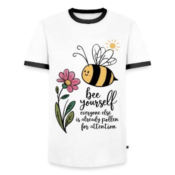 Bee Yourself - Männer Kontrast-T-Shirt - Weiß/Schwarz - Vorne - AI Model Female 172 light (172cm) & AI Model Male 178 dark (178cm)