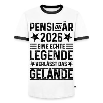 Pensionär 2026 Eine Legende verlässt das Gelände - Männer Kontrast-T-Shirt - Weiß/Schwarz - Vorne - AI Model Female 172 light (172cm) & AI Model Male 178 dark (178cm)