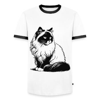 Ragdoll Katze Design – Sanft, groß und bezaubernd - Männer Kontrast-T-Shirt - Weiß/Schwarz - Vorne - AI Model Female 172 light (172cm) & AI Model Male 178 dark (178cm)