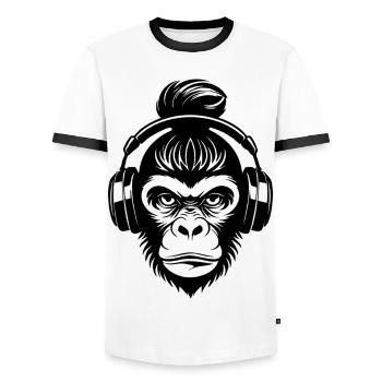 Monkey Head Skate Rhythm Beat Chemise - T-shirt contrasté Homme - blanc/noir - Devant - AI Model Female 172 light (172cm) & AI Model Male 178 dark (178cm)