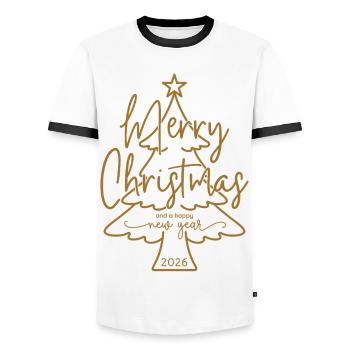 Merry Christmas and a Happy New Year 2026 - Männer Kontrast-T-Shirt - Weiß/Schwarz - Vorne - AI Model Female 172 light (172cm) & AI Model Male 178 dark (178cm)