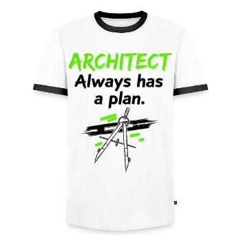 Architekt mit Plan - Männer Kontrast-T-Shirt - Weiß/Schwarz - Vorne - AI Model Female 172 light (172cm) & AI Model Male 178 dark (178cm)