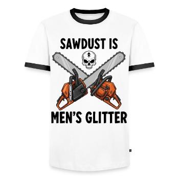 Sawdust is men's glitter - Men's Ringer Shirt - white/black - Front - AI Model Female 172 light (172cm) & AI Model Male 178 dark (178cm)