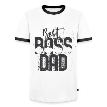 Best Dad Statement Tee - T-shirt contrasté Homme - blanc/noir - Devant - AI Model Female 172 light (172cm) & AI Model Male 178 dark (178cm)