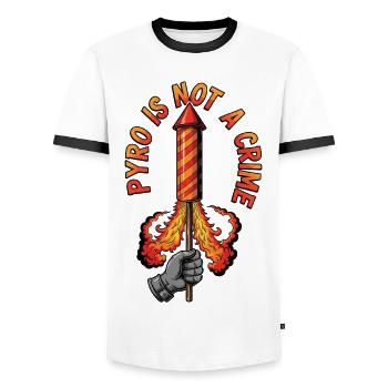 Pyro Ist Kein Verbrechen - Männer Kontrast-T-Shirt - Weiß/Schwarz - Vorne - AI Model Female 172 light (172cm) & AI Model Male 178 dark (178cm)