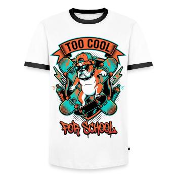 Too Cool Bulldog Skater - Men's Ringer Shirt - white/black - Front - AI Model Female 172 light (172cm) & AI Model Male 178 dark (178cm)
