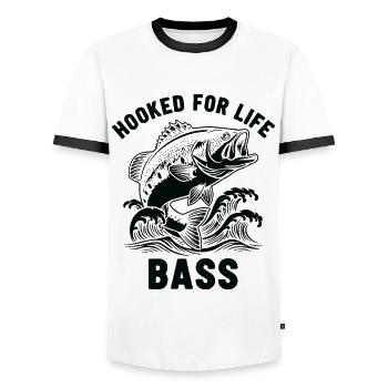 Fishing for sea bass river - Men's Ringer Shirt - white/black - Front - AI Model Female 172 light (172cm) & AI Model Male 178 dark (178cm)