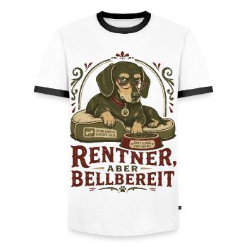 Pensioners but ready to bark - Men's Ringer Shirt - white/black - Front - AI Model Female 172 light (172cm) & AI Model Male 178 dark (178cm)