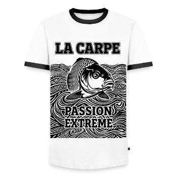 Carpe Passion Extrême - T-shirt contrasté Homme - blanc/noir - Devant - AI Model Female 172 light (172cm) & AI Model Male 178 dark (178cm)
