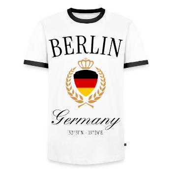 Berlin Deutschland Wappen Krone – Reise Souvenir - Männer Kontrast-T-Shirt - Weiß/Schwarz - Vorne - AI Model Female 172 light (172cm) & AI Model Male 178 dark (178cm)