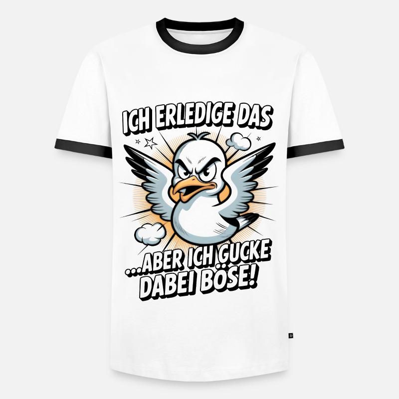 Ich erledige das  Möwe Witziger Vogel - Männer Kontrast-T-Shirt - Weiß/Schwarz