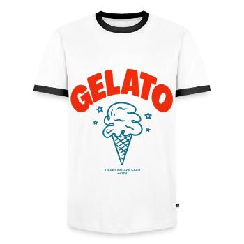 Gelato Italia - Männer Kontrast-T-Shirt - Weiß/Schwarz - Vorne - AI Model Female 172 light (172cm) & AI Model Male 178 dark (178cm)