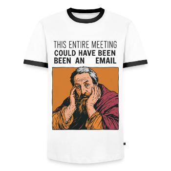 Dieses Meeting Könnte Eine Email Sein - Männer Kontrast-T-Shirt - Weiß/Schwarz - Vorne - AI Model Female 172 light (172cm) & AI Model Male 178 dark (178cm)