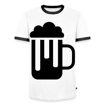 Beer glass - Men's Ringer Shirt - white/black - Front - AI Model Female 172 light (172cm) & AI Model Male 178 dark (178cm)