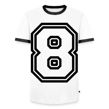 8 number symbol - Men's Ringer Shirt - white/black - Front - AI Model Female 172 light (172cm) & AI Model Male 178 dark (178cm)