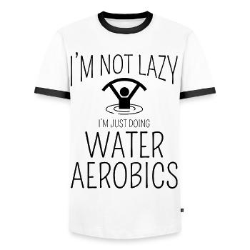 Wassergymnastik Wassergymnastik Aquafitness Aqua Exercise - Männer Kontrast-T-Shirt - Weiß/Schwarz - Vorne - AI Model Female 172 light (172cm) & AI Model Male 178 dark (178cm)