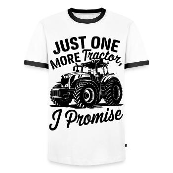 JUST ONE MORE TRACTOR I PROMISE - Männer Kontrast-T-Shirt - Weiß/Schwarz - Vorne - AI Model Female 172 light (172cm) & AI Model Male 178 dark (178cm)