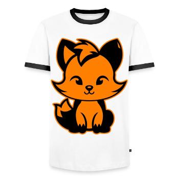 Renard mignon mignon bébé - T-shirt contrasté Homme - blanc/noir - Devant - AI Model Female 172 light (172cm) & AI Model Male 178 dark (178cm)