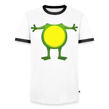 Grüner Frosch Kröte Fasching Karneval Kostüm - Männer Kontrast-T-Shirt - Weiß/Schwarz - Vorne - AI Model Female 172 light (172cm) & AI Model Male 178 dark (178cm)