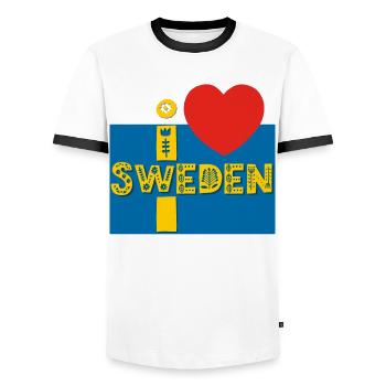 sweden - Men's Ringer Shirt - white/black - Front - AI Model Female 172 light (172cm) & AI Model Male 178 dark (178cm)