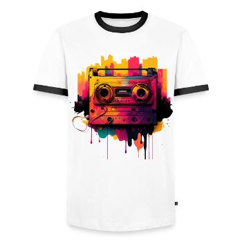 Retro Mixtape - Men's Ringer Shirt - white/black - Front - AI Model Female 172 light (172cm) & AI Model Male 178 dark (178cm)