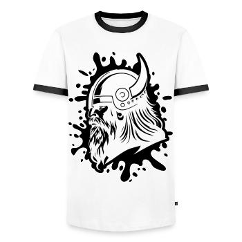 Viking Head Viking Warrior - Men's Ringer Shirt - white/black - Front - AI Model Female 172 light (172cm) & AI Model Male 178 dark (178cm)