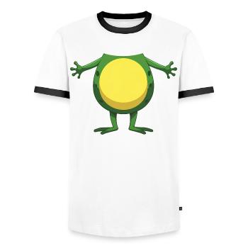 Frosch Kostüm - Fasching Karneval - Männer Kontrast-T-Shirt - Weiß/Schwarz - Vorne - AI Model Female 172 light (172cm) & AI Model Male 178 dark (178cm)