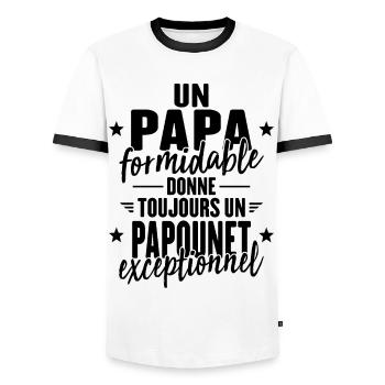 Papa Formidable Donne Un Papounet Exceptionnel - T-shirt contrasté Homme - blanc/noir - Devant - AI Model Female 172 light (172cm) & AI Model Male 178 dark (178cm)