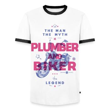 Klempner und Biker der Mann der Mythos die Legende - Männer Kontrast-T-Shirt - Weiß/Schwarz - Vorne - AI Model Female 172 light (172cm) & AI Model Male 178 dark (178cm)