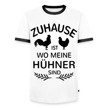 Zuhause ist meine Hühner sind Huhn Bauer Landwirt - Männer Kontrast-T-Shirt - Weiß/Schwarz - Vorne - AI Model Female 172 light (172cm) & AI Model Male 178 dark (178cm)