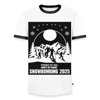 Bombardement de neige 2025 - T-shirt contrasté Homme - blanc/noir - Devant - AI Model Female 172 light (172cm) & AI Model Male 178 dark (178cm)