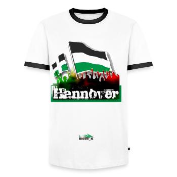 Hanover - Men's Ringer Shirt - white/black - Front - AI Model Female 172 light (172cm) & AI Model Male 178 dark (178cm)