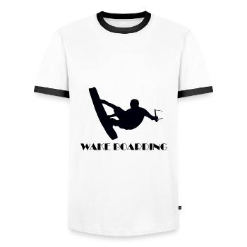 Wakeboarding - Men's Ringer Shirt - white/black - Front - AI Model Female 172 light (172cm) & AI Model Male 178 dark (178cm)