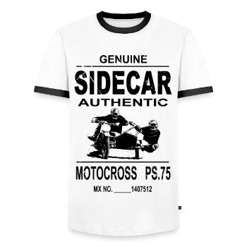 Sidecar Moto Cross - Männer Kontrast-T-Shirt - Weiß/Schwarz - Vorne - AI Model Female 172 light (172cm) & AI Model Male 178 dark (178cm)