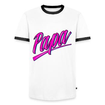 Papa Vater Vatertag Schriftzug Geschenke - Männer Kontrast-T-Shirt - Weiß/Schwarz - Vorne - AI Model Female 172 light (172cm) & AI Model Male 178 dark (178cm)