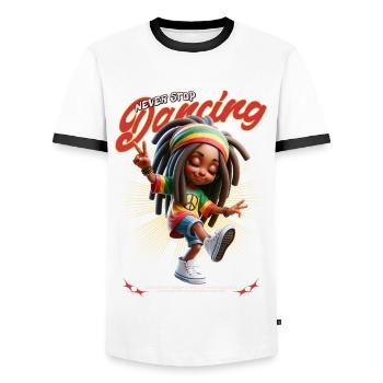 N’arrête jamais de danser Reggae Rasta Girl - T-shirt contrasté Homme - blanc/noir - Devant - AI Model Female 172 light (172cm) & AI Model Male 178 dark (178cm)