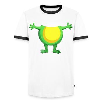 Frosch Kostüm, Fasching Karneval - Männer Kontrast-T-Shirt - Weiß/Schwarz - Vorne - AI Model Female 172 light (172cm) & AI Model Male 178 dark (178cm)