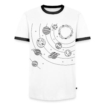 Graphique linéaire du système solaire - T-shirt contrasté Homme - blanc/noir - Devant - AI Model Female 172 light (172cm) & AI Model Male 178 dark (178cm)