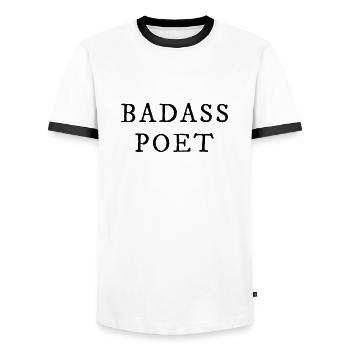 Auteur poète badass - T-shirt contrasté Homme - blanc/noir - Devant - AI Model Female 172 light (172cm) & AI Model Male 178 dark (178cm)