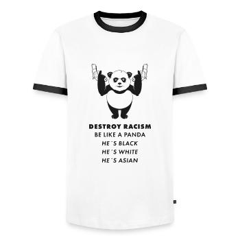 Be like a panda stop racism Design - Men's Ringer Shirt - white/black - Front - AI Model Female 172 light (172cm) & AI Model Male 178 dark (178cm)