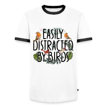 Bird Birdwatcher Ornithologist - Men's Ringer Shirt - white/black - Front - AI Model Female 172 light (172cm) & AI Model Male 178 dark (178cm)