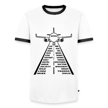 Nato Alphabet Motif Pilote pilote de contrôleur aérien - T-shirt contrasté Homme - blanc/noir - Devant - AI Model Female 172 light (172cm) & AI Model Male 178 dark (178cm)