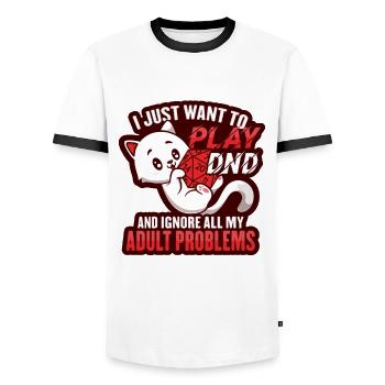 Chemise de chat pour RPG Gamer - T-shirt contrasté Homme - blanc/noir - Devant - AI Model Female 172 light (172cm) & AI Model Male 178 dark (178cm)